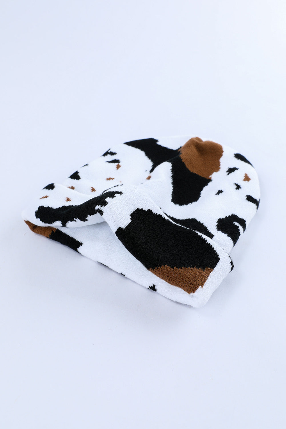 Black Cow Spots Printed Warm Beanie Hat Hats & Caps JT's Designer Fashion