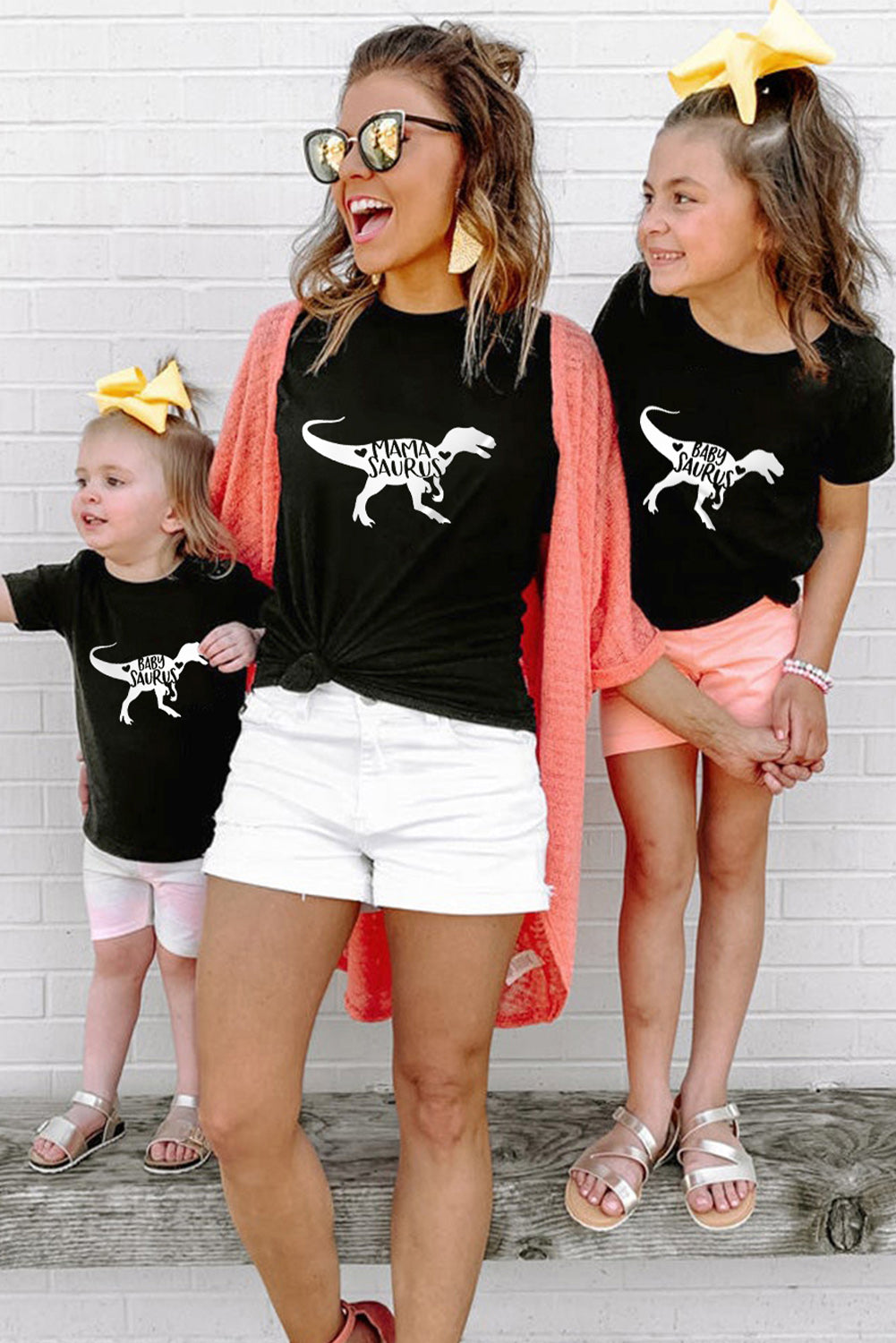 Black Mama Saurus Short Sleeve Graphic T-Shirt Family T-shirts JT's Designer Fashion