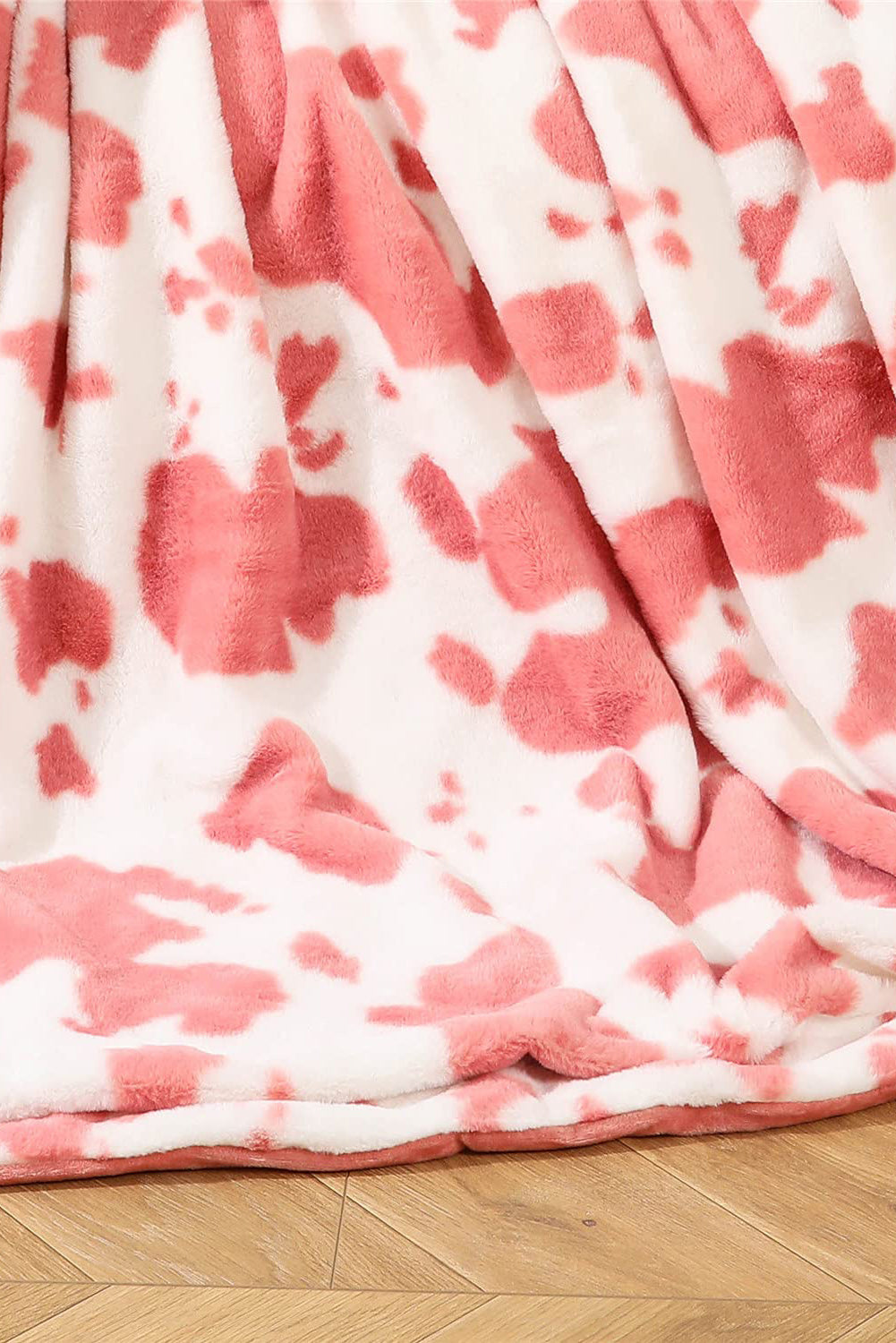 Apricot Powder Cow Print Flannel Blanket 150*200cm Other Accessories JT's Designer Fashion