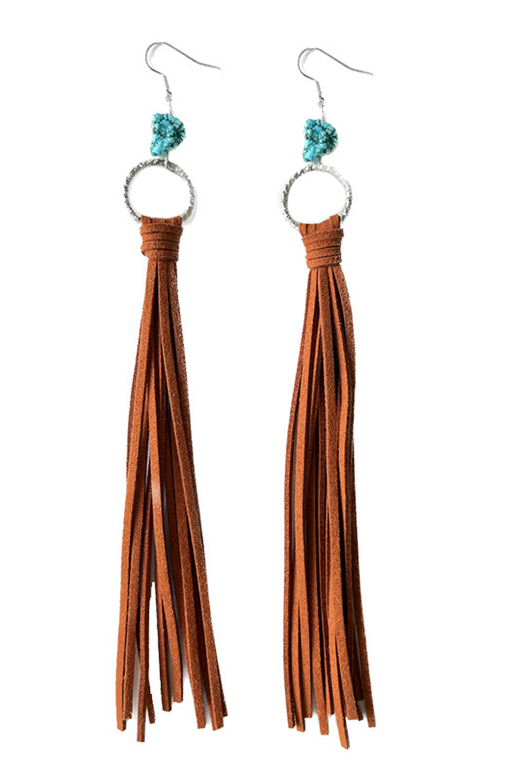 Chestnut Western Turquoise O-ring Tassel Earrings Jewelry JT's Designer Fashion