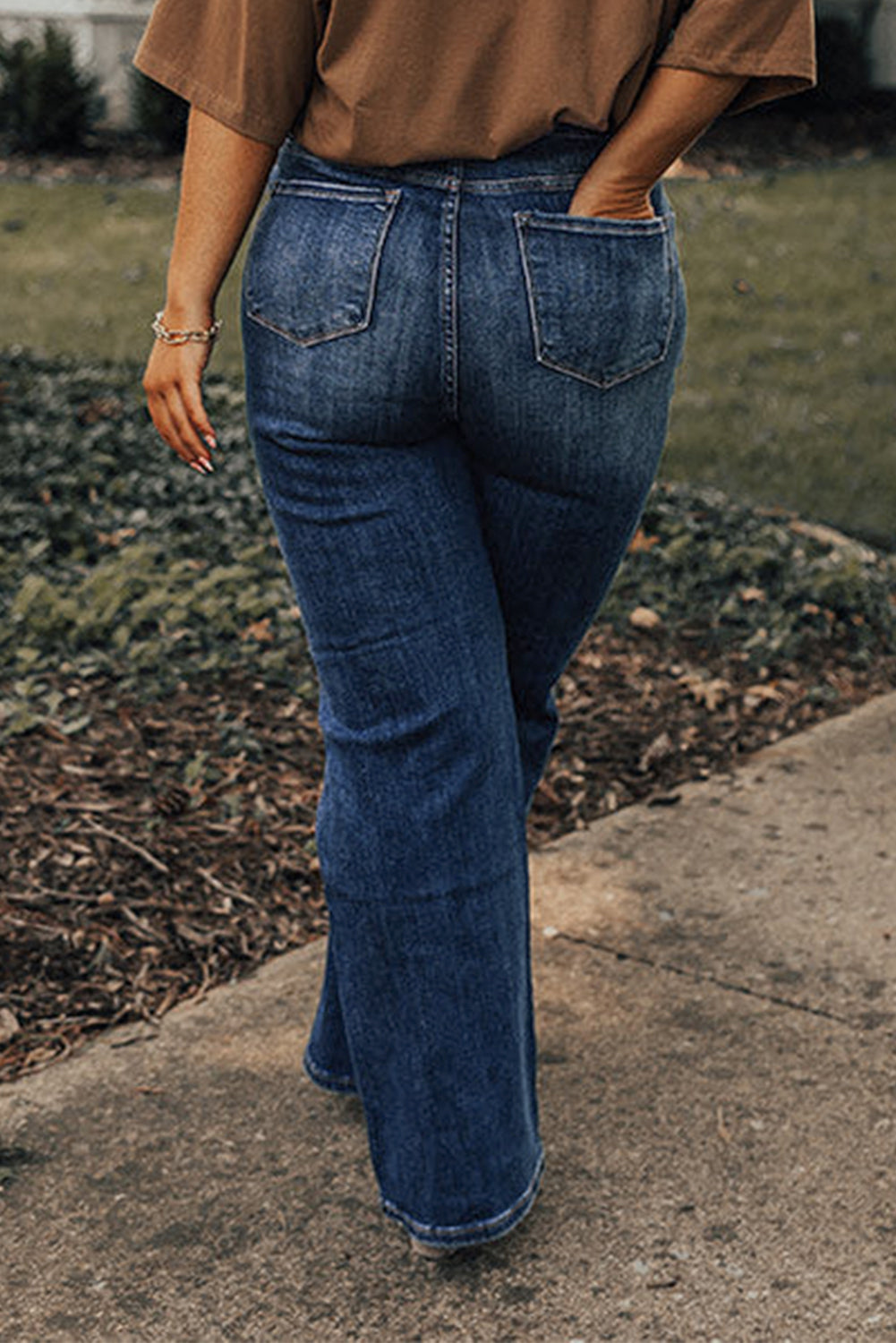 Blue High Waist Distressed Plus Size Jeans Plus Size Bottoms JT's Designer Fashion