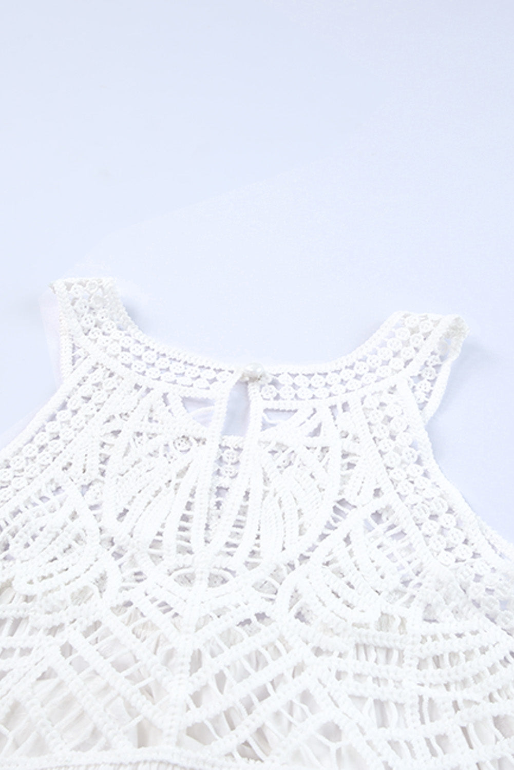 White Lace Crochet Sleeveless Babydoll Top Tank Tops JT's Designer Fashion