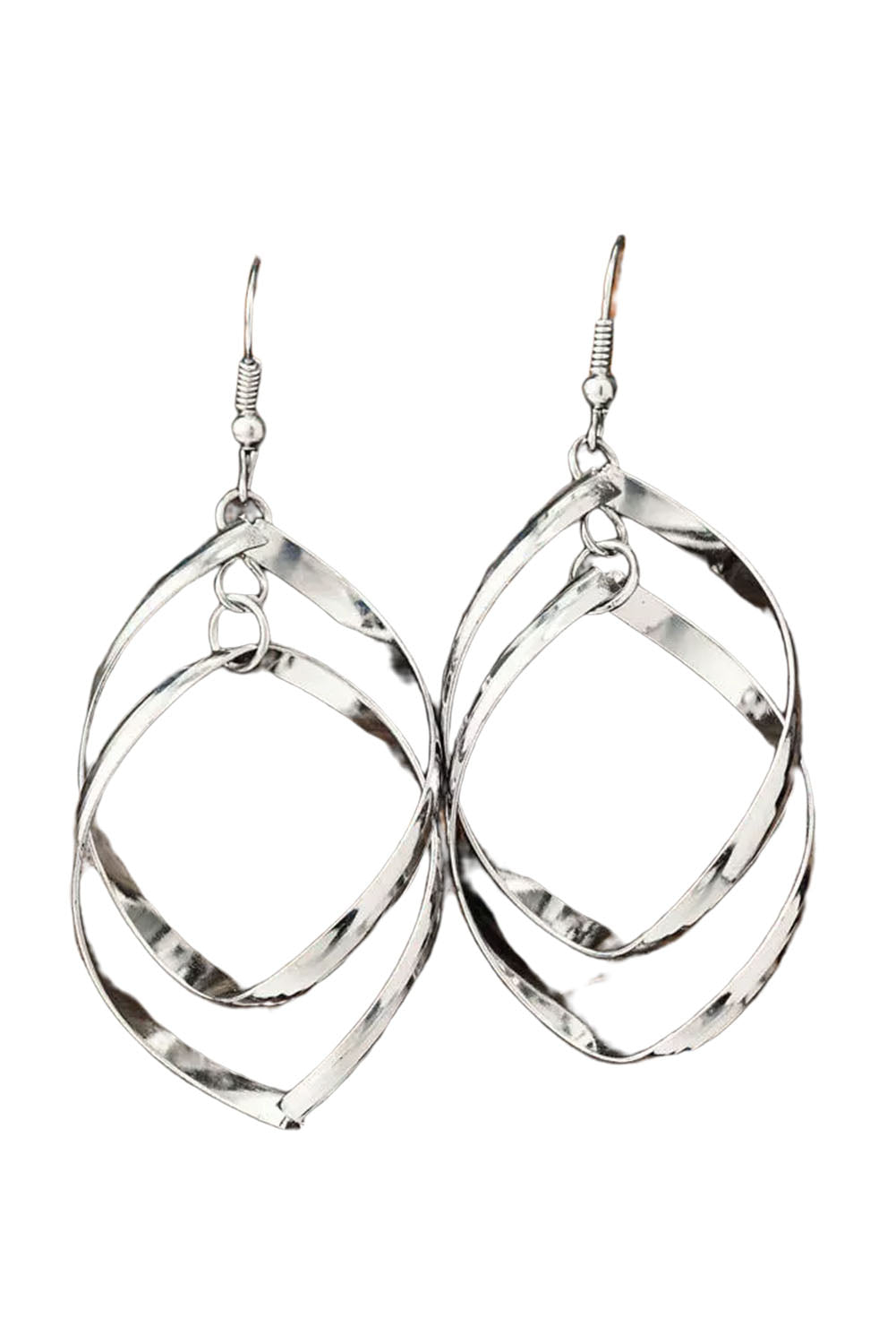 Silver Double Spirals Rhombus Alloy Earrings Jewelry JT's Designer Fashion