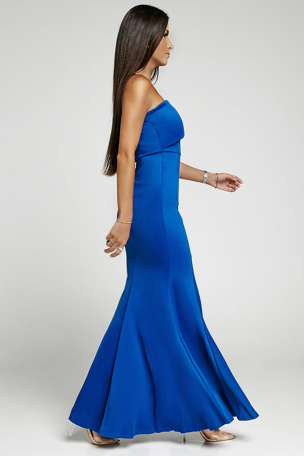 Blue Off The Shoulder One Sleeve Slit Maxi Prom Dress Evening Dresses JT's Designer Fashion