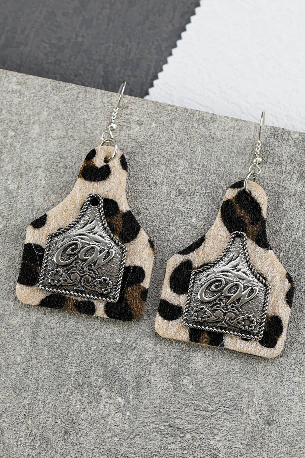 Leopard Cow Tag Western Fashion Earrings Jewelry JT's Designer Fashion