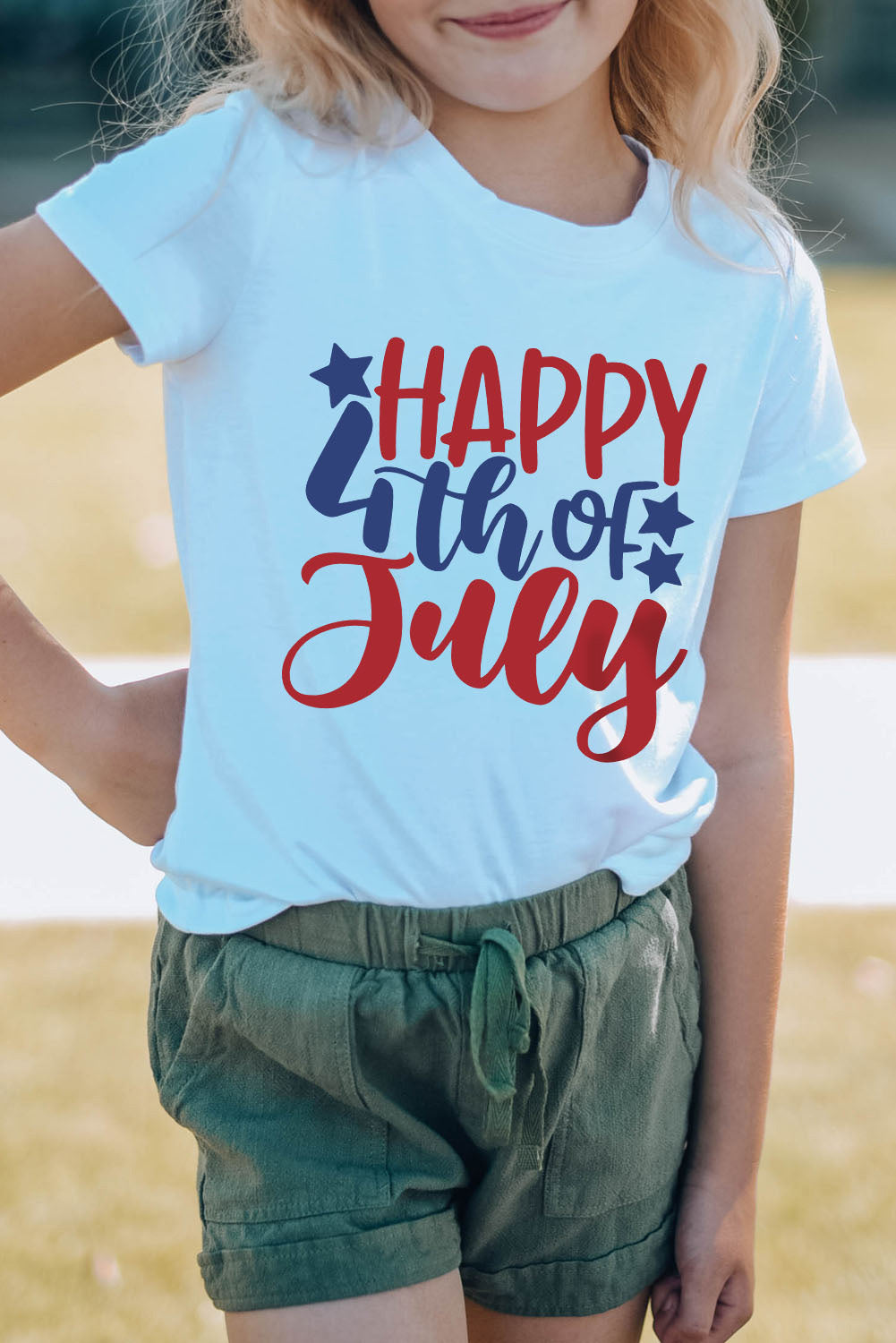 White HAPPY 4th OF JULY Printed Family Matching Kid's Graphic Tee Family T-shirts JT's Designer Fashion