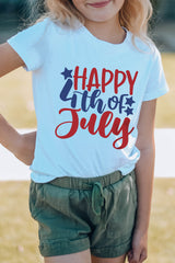 White HAPPY 4th OF JULY Printed Family Matching Kid's Graphic Tee Family T-shirts JT's Designer Fashion