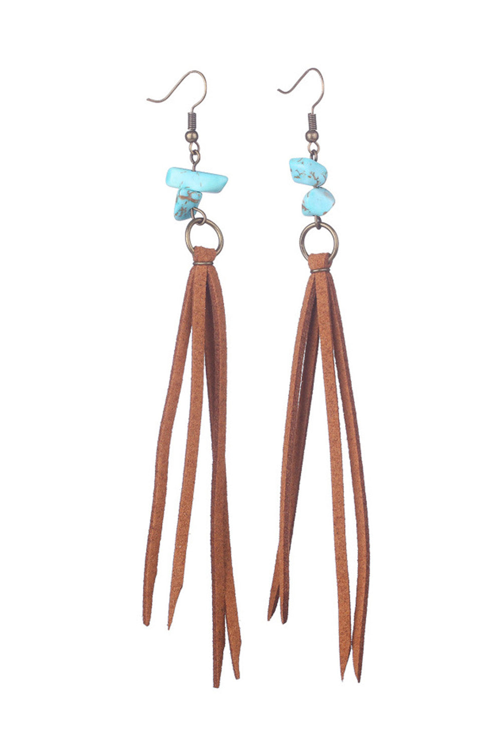 Brown Turquoise Tassel Drop Earrings Jewelry JT's Designer Fashion