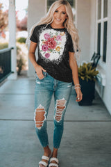 Black Family Matching Mom's Floral Print Color Block T Shirt Family T-shirts JT's Designer Fashion