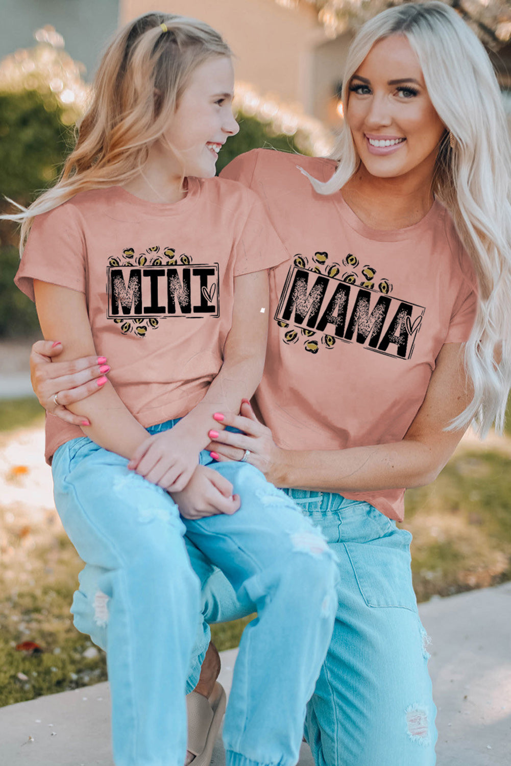 Pink Mother and Daughter Matching Mama Graphic Short Sleeve T Shirt Family T-shirts JT's Designer Fashion