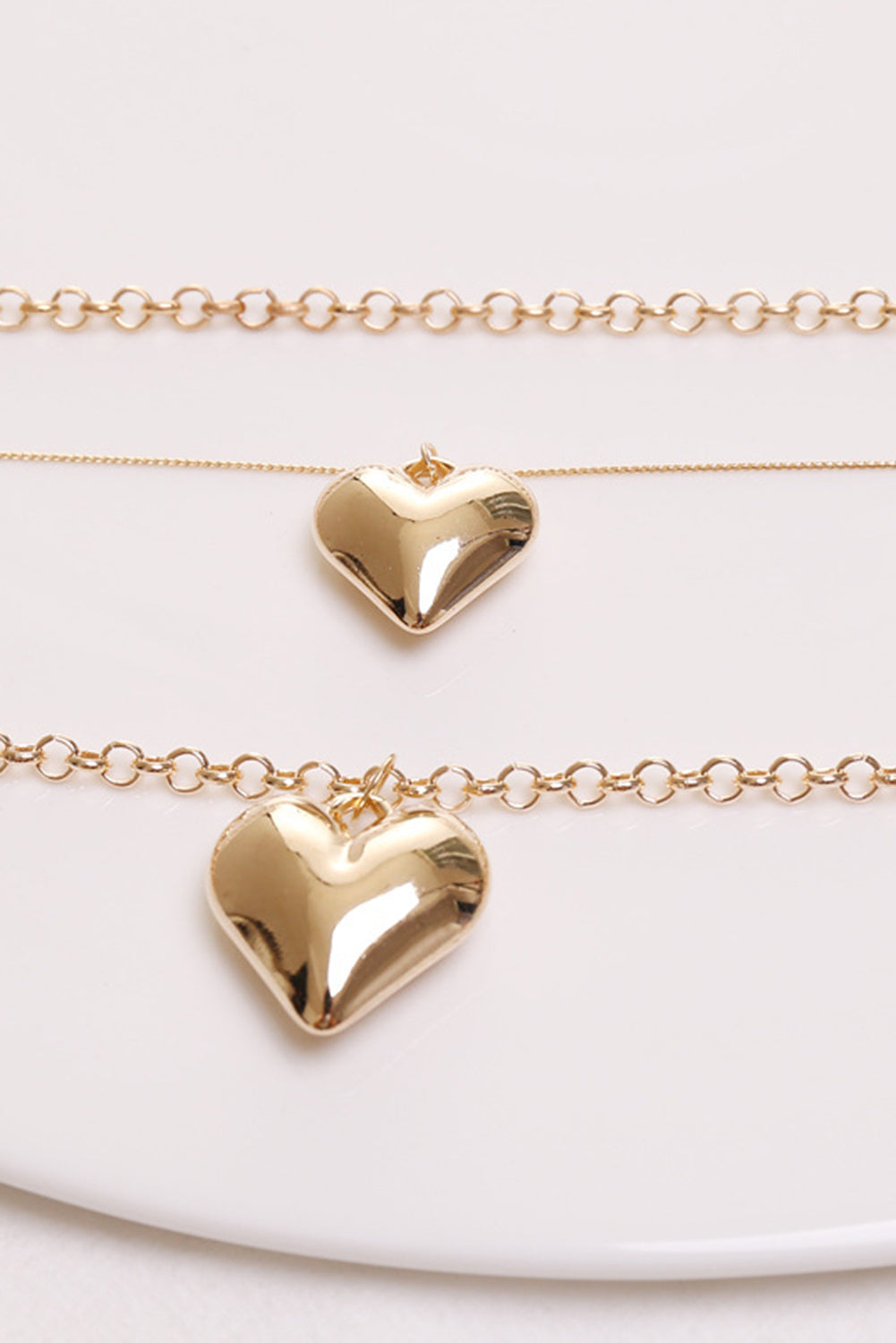 Gold Multilayer Heart Shape Pendant Valentine Necklace Jewelry JT's Designer Fashion