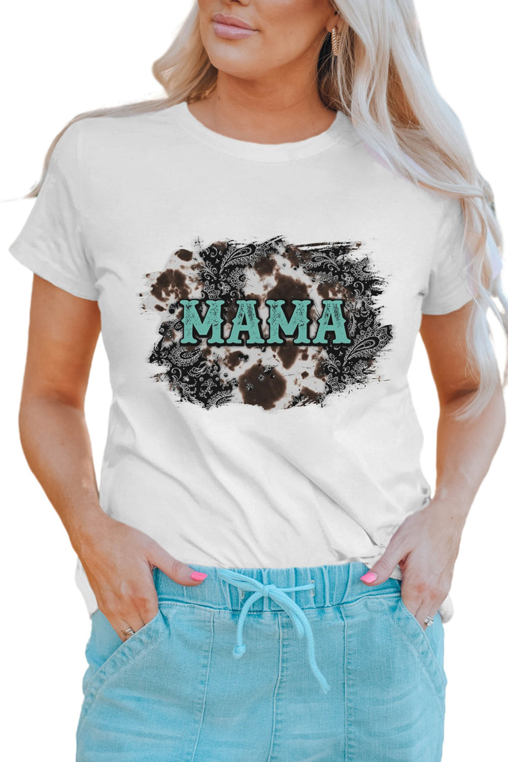 White Mama Cowhide Gift Graphic T Shirt Graphic Tees JT's Designer Fashion