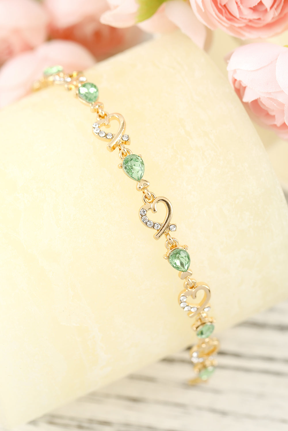 Green Heart Shaped Diamond Bracelet Jewelry JT's Designer Fashion