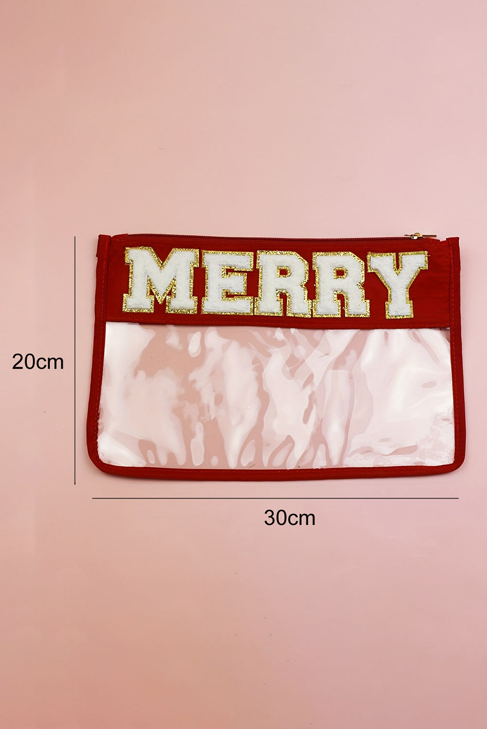 Red MERRY Contrast Trim Clear Makeup Bag Other Accessories JT's Designer Fashion