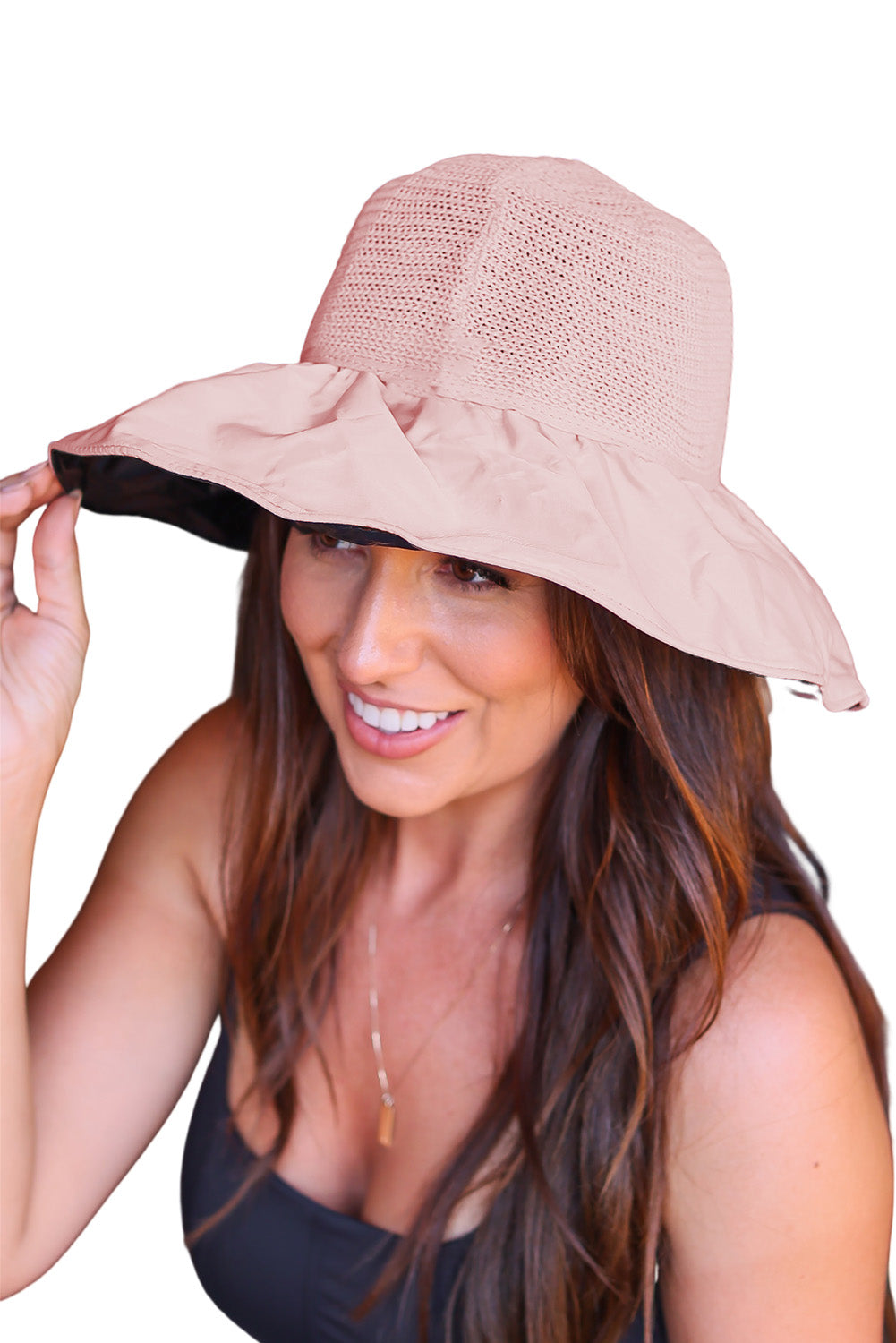 Pink Bowknot Storage Bag Wide Brim Floppy Hat Hats & Caps JT's Designer Fashion