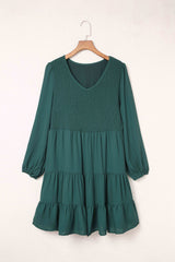 Green Plus Size Puff Sleeve Smocked Tiered Dress Plus Size Dresses JT's Designer Fashion