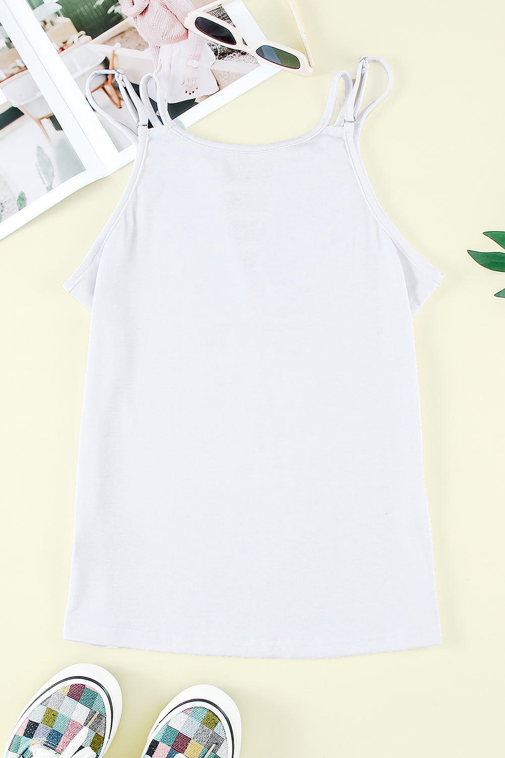 White Ladder Hollow-out Tank Top Tank Tops JT's Designer Fashion