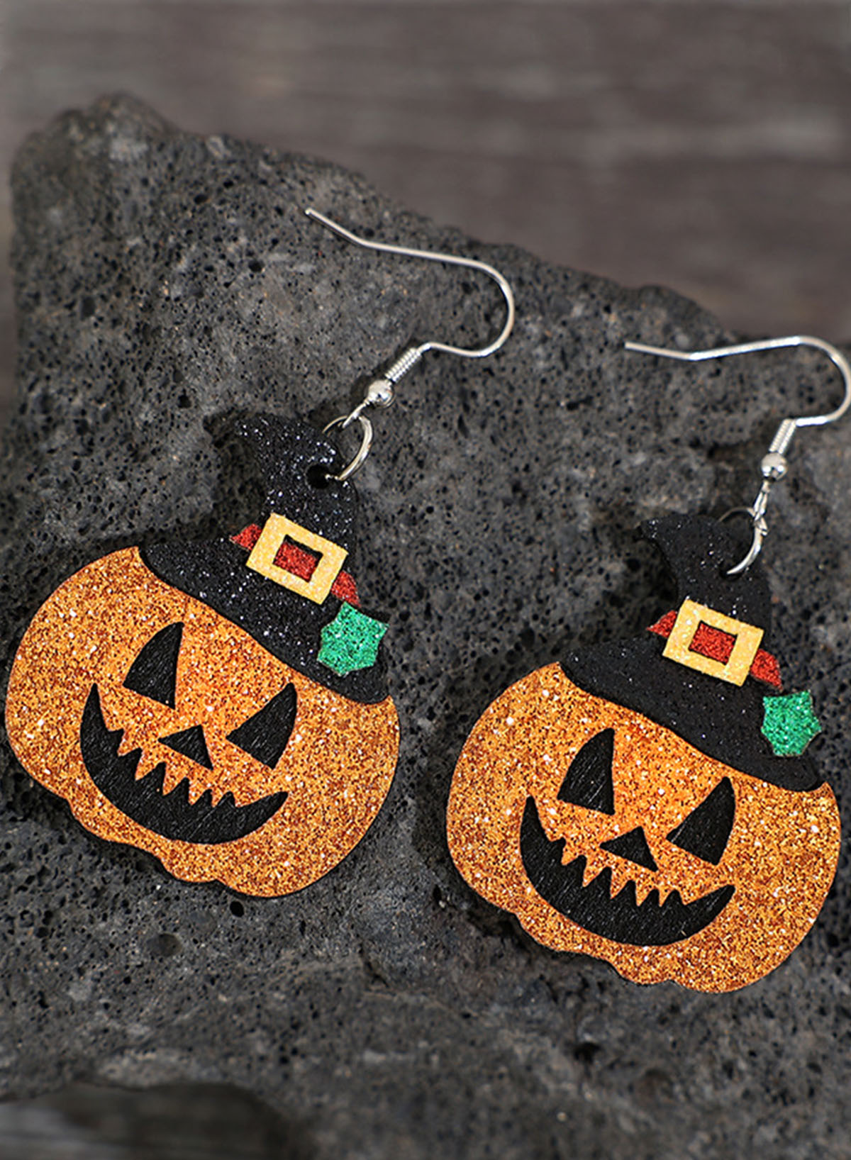 Gold Flame Halloween Pumpkin Dangle Earrings Jewelry JT's Designer Fashion