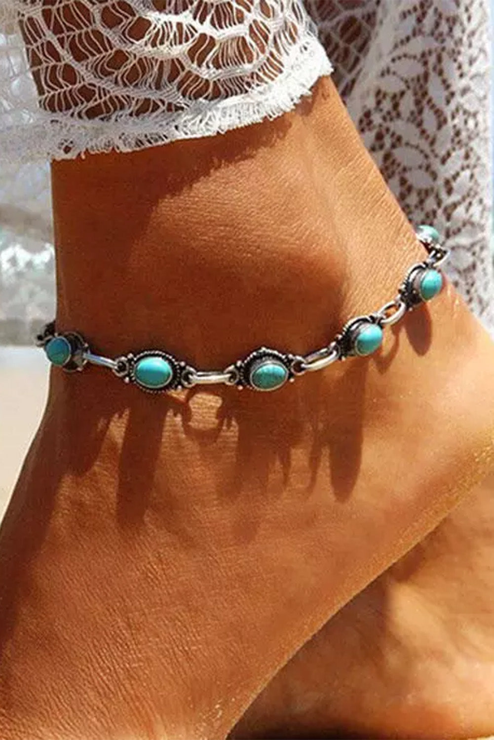 Silver Bohemian Turquoise Casual Anklet Jewelry JT's Designer Fashion