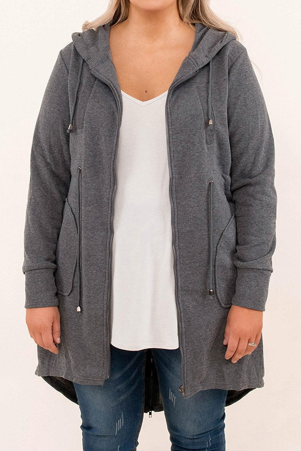 Gray early-morning-jacket-charcoal Plus Size JT's Designer Fashion