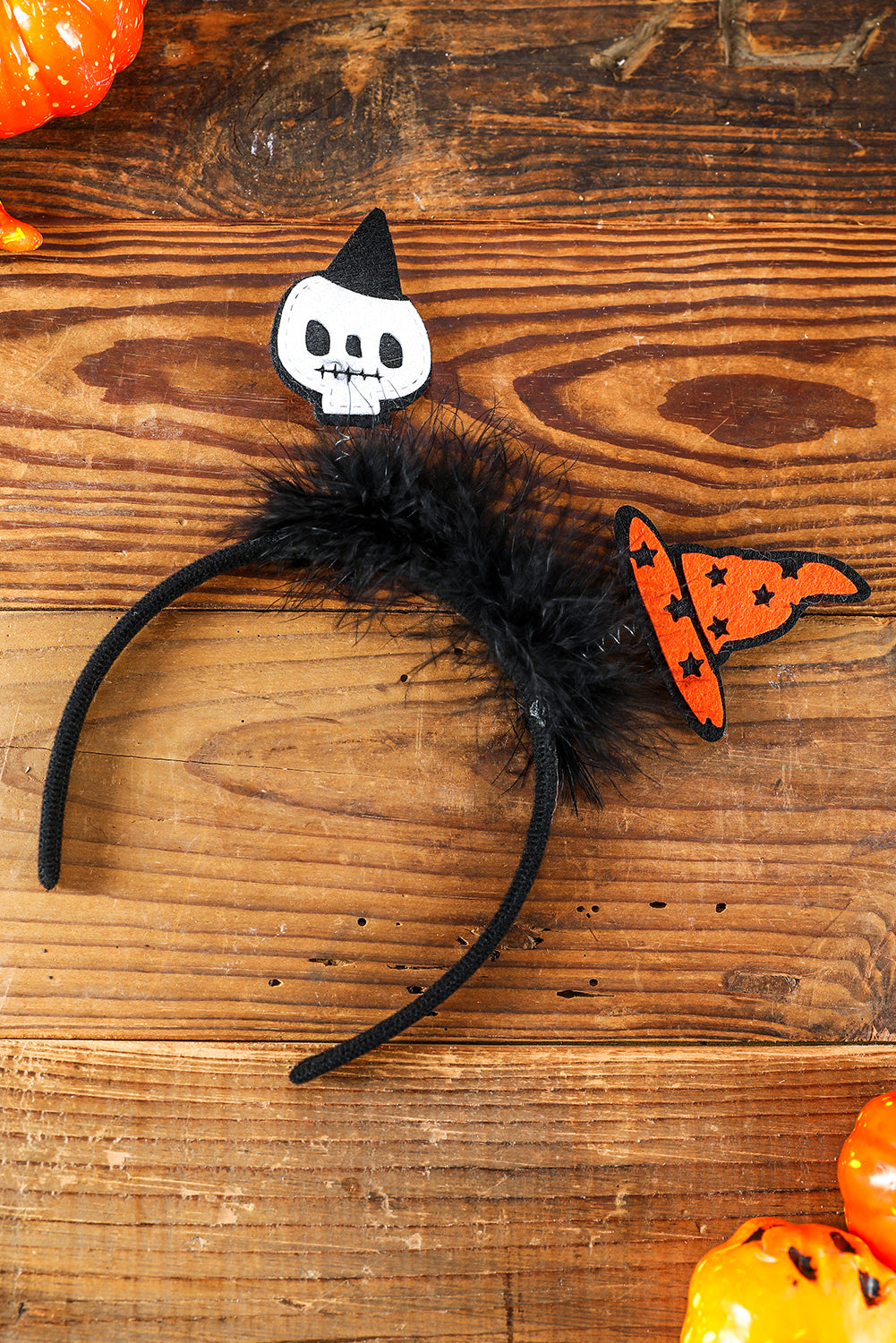 Black Halloween Witch Hat Plush Decor Hairband Headwear JT's Designer Fashion