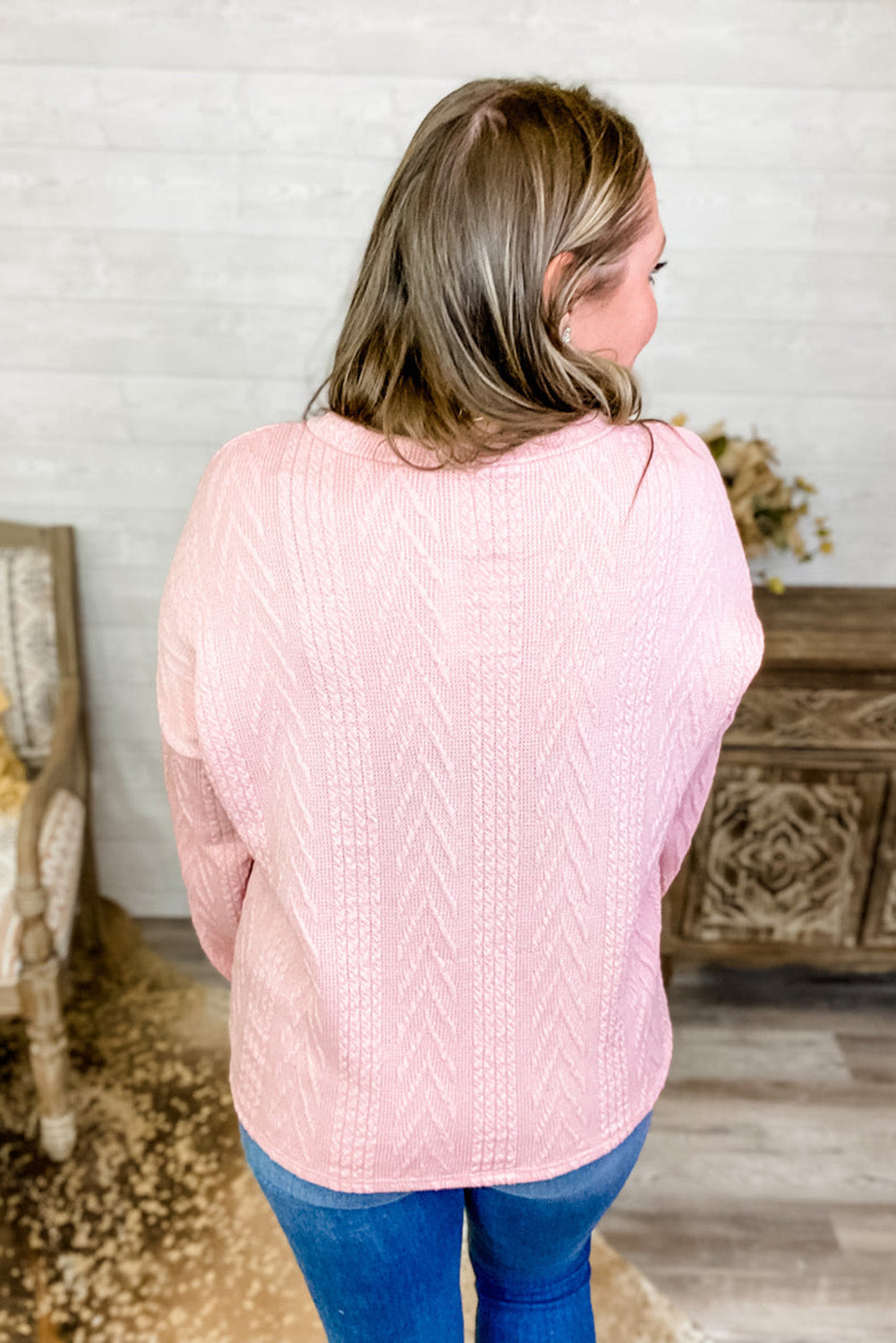 Pink copy-of-pastelweek-7th-ray-pink-cable-knit-sweater Plus Size JT's Designer Fashion