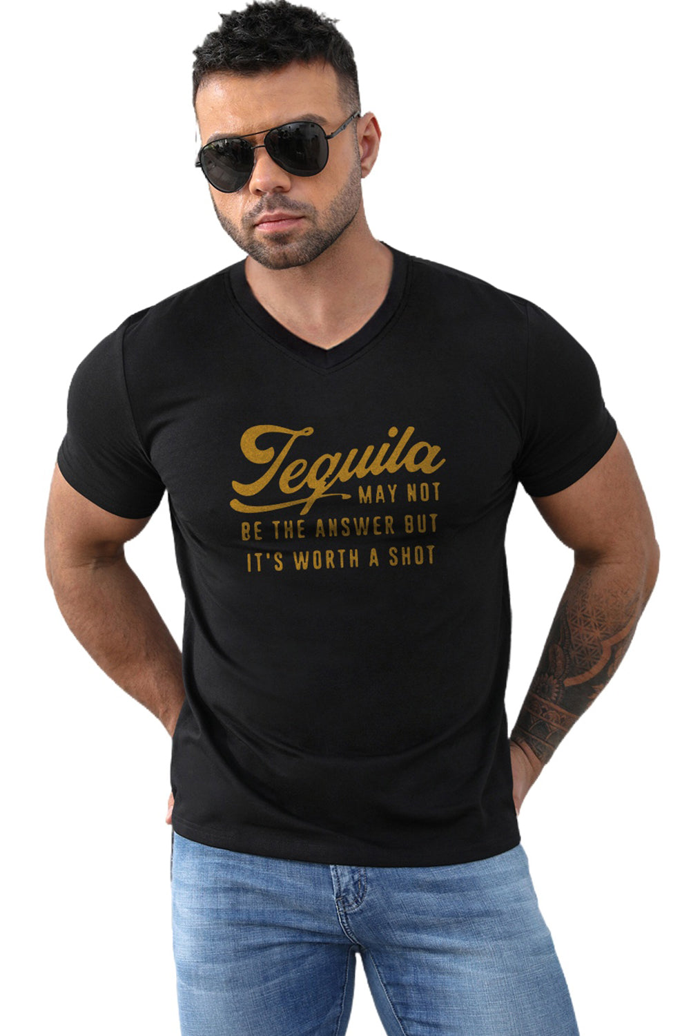 Black Tequila May Not Be The Answer Mens Tee Men's Tops JT's Designer Fashion