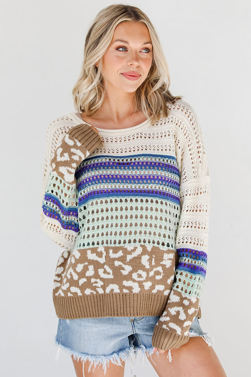 Multicolor Days By The Bay Crochet Knit Top Tops & Tees JT's Designer Fashion