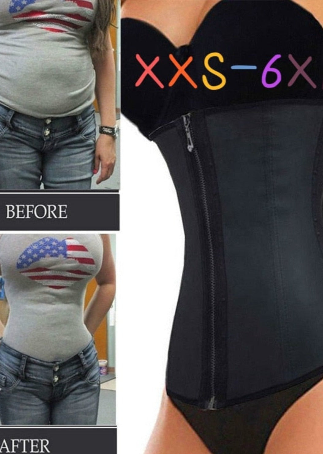 Plus Size Slimming Corset Body Shaper & Waist Trainer with Zipper Corsets & Bustiers JT's Designer Fashion