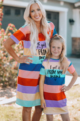 Multicolor Family Matching Letter Printed Color Block Mini Dress Mini Dresses JT's Designer Fashion