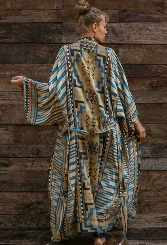 Bohemian Style Belted Kimono Kimonos JT's Designer Fashion