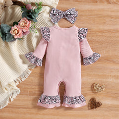 2Pcs Baby Girl Leopard Daddy Romper with Headband Baby JT's Designer Fashion