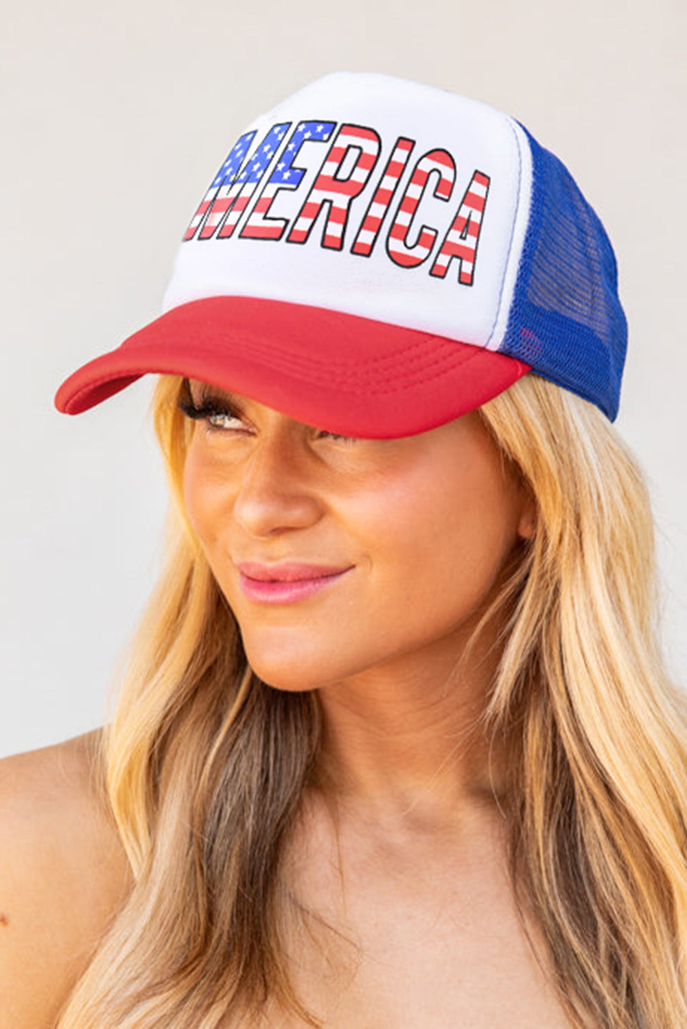 Multicolor Independence Day MERICA Graphic Mesh Ponytail Cap Hats & Caps JT's Designer Fashion