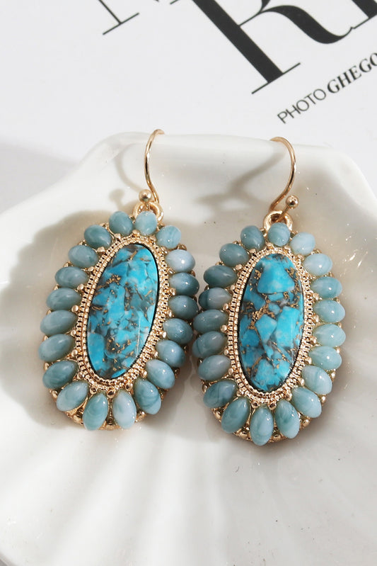 Green Vintage Western Turquoise Oval Earrings Jewelry JT's Designer Fashion