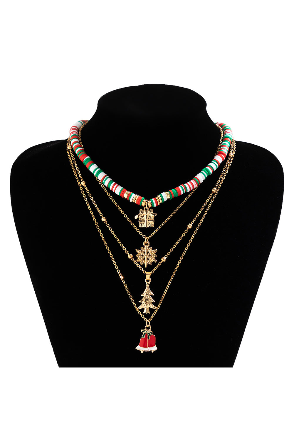 Gold Christmas Pendant Beaded 4pcs Necklace Set Jewelry JT's Designer Fashion