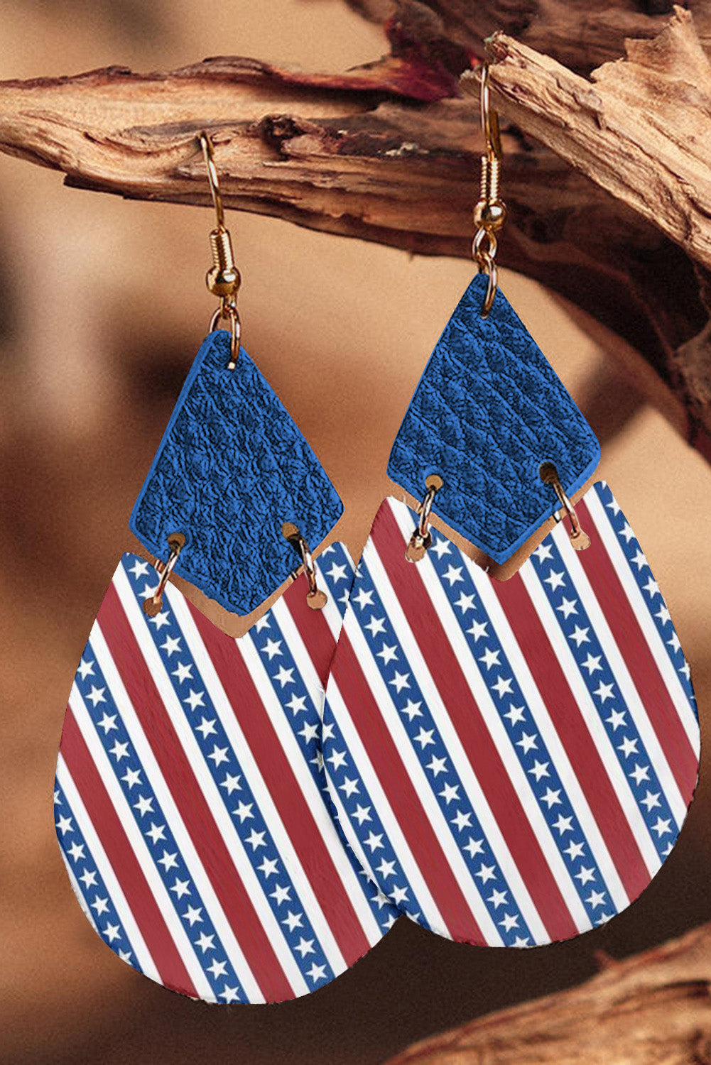 Multicolor Stars and Stripes Joint Dangle Independence Day Earrings Jewelry JT's Designer Fashion