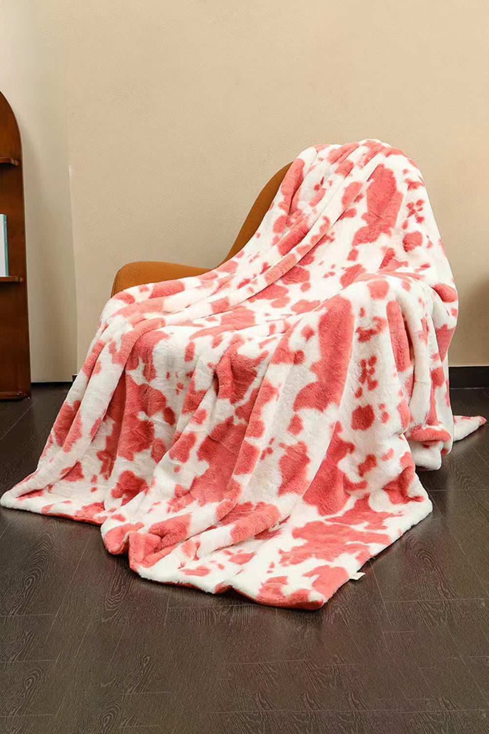 Apricot Powder Cow Print Flannel Blanket 150*200cm Other Accessories JT's Designer Fashion