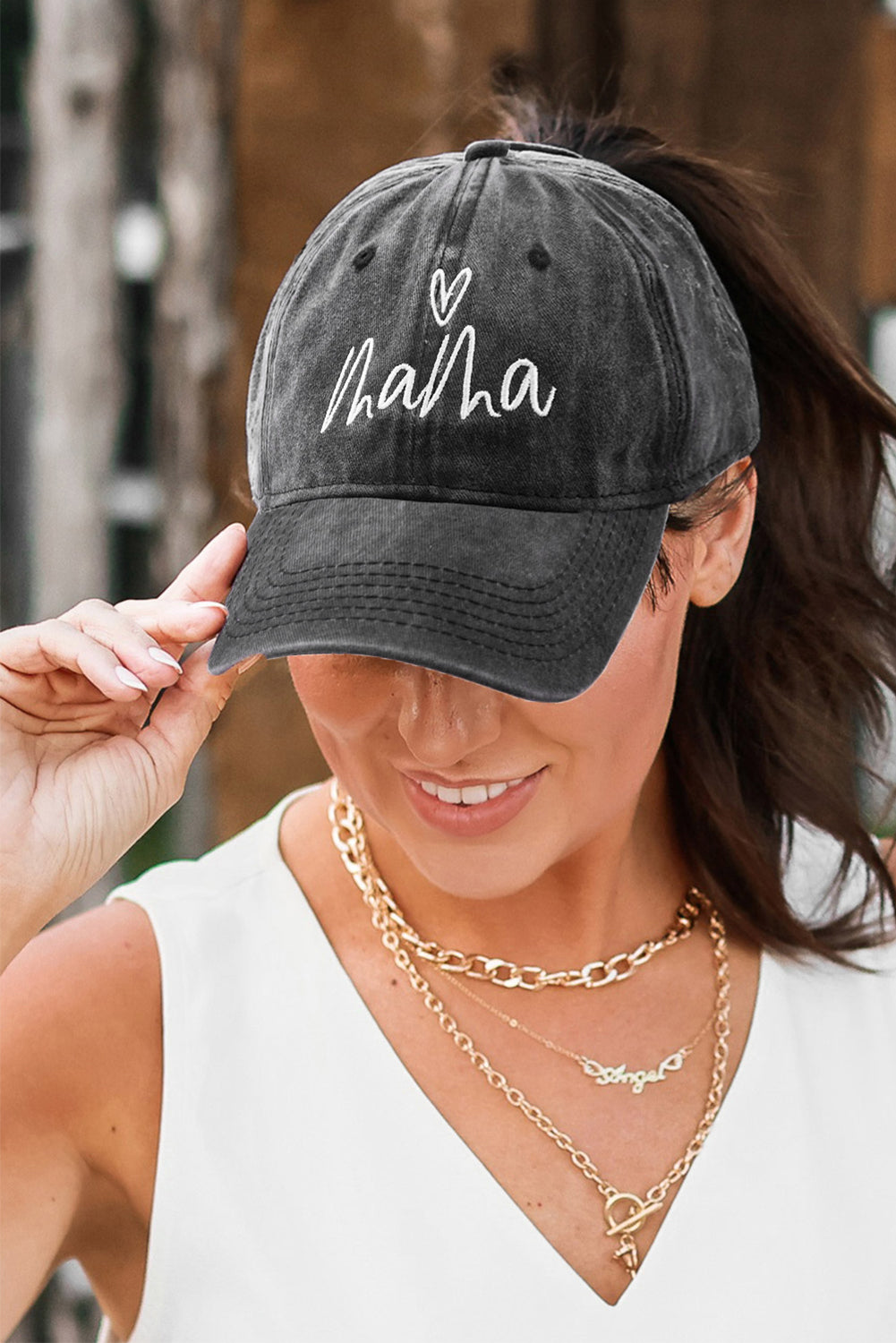 Black Mama Embroidered Letters Vintage Washed Baseball Cap Hats & Caps JT's Designer Fashion