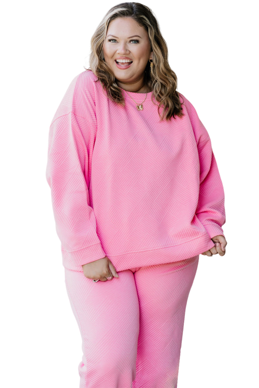 Pirouette Bubble Gum Textured Loose 2pcs Plus Size Outfit Plus Size JT's Designer Fashion