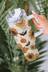 Snow White Halloween Pattern Print Handled Stainless Steel Vacuum Cup Tumblers JT's Designer Fashion