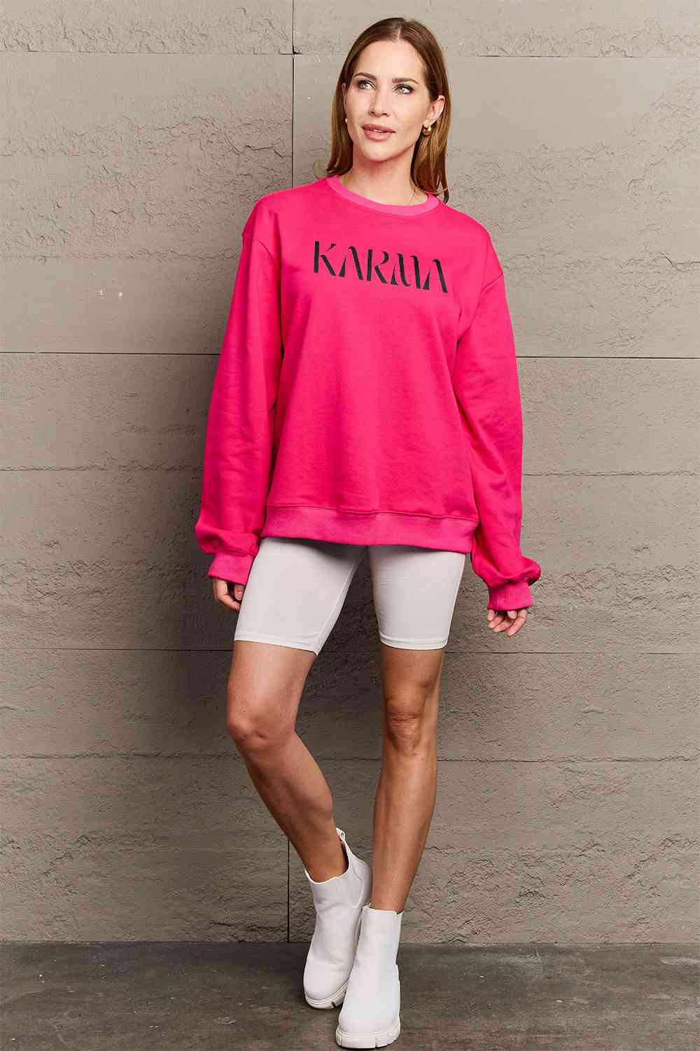 Simply Love Full Size KARMA Graphic Sweatshirt Graphic Sweatshirts JT's Designer Fashion