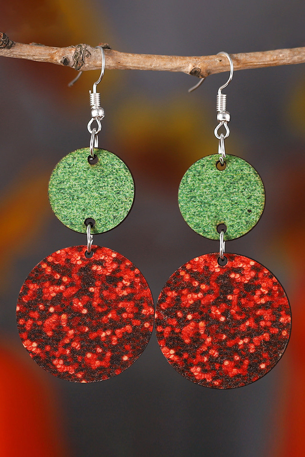 Fiery Red Sequin Round Décor Drop Earrings Jewelry JT's Designer Fashion