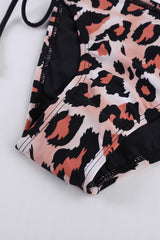 Leopard Tankini with Stripes Patchwork Tankinis JT's Designer Fashion
