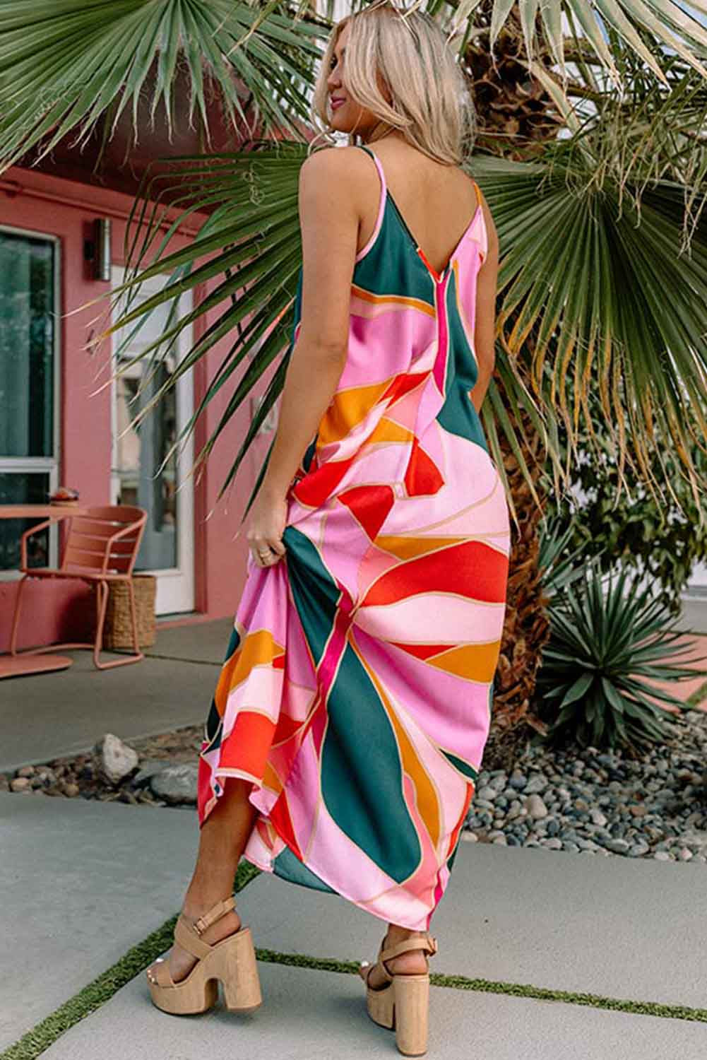 Multicolor Boho Print Slip Sleeveless Maxi Dress Dresses JT's Designer Fashion