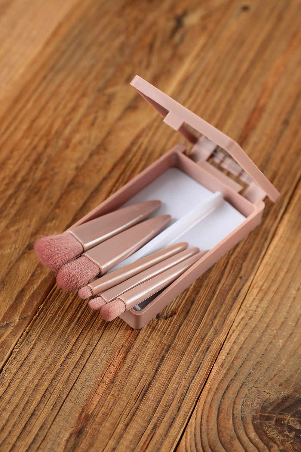 Pink 5pcs Makeup Brush Set Portable Case with Mirror Other Accessories JT's Designer Fashion