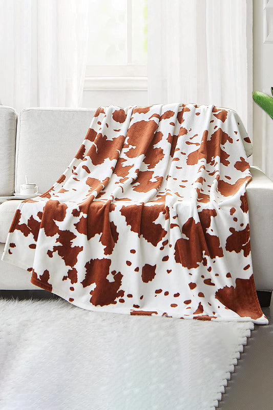 Chestnut Cow Print Flannel Large Blanket 150*200cm Other Accessories JT's Designer Fashion