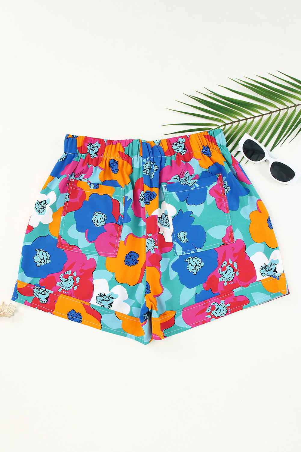 Multicolor Floral Print Drawstring Elastic Waist Casual Shorts Casual Shorts JT's Designer Fashion