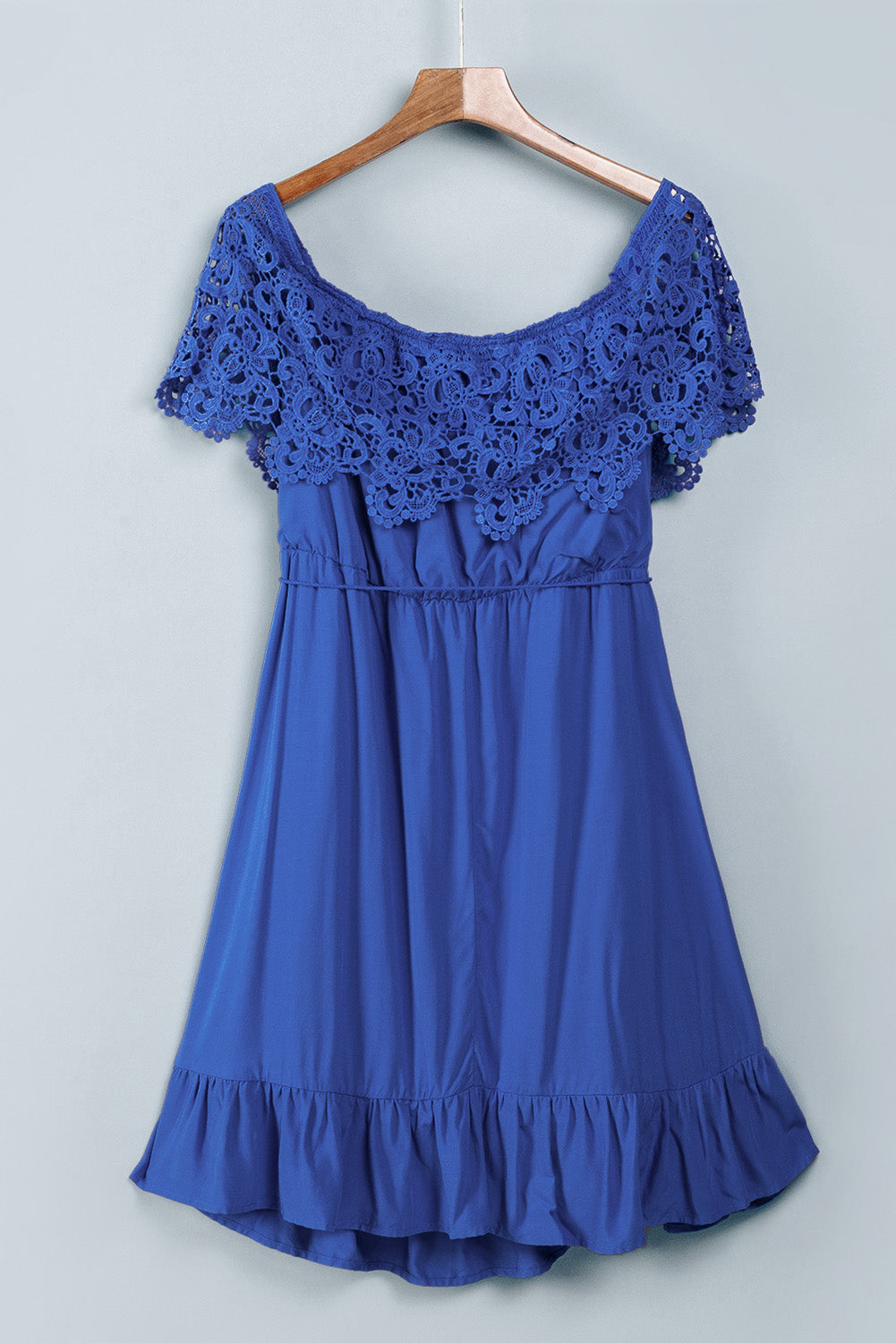 Blue Off-the-shoulder Lace Sleeves Plus size Dress Plus Size Dresses JT's Designer Fashion