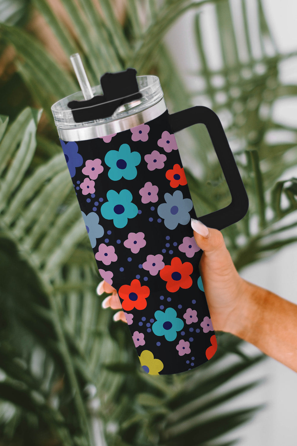 Multicolor Cute Floral 304 Stainless Tumbler Thermos Cup Tumblers JT's Designer Fashion