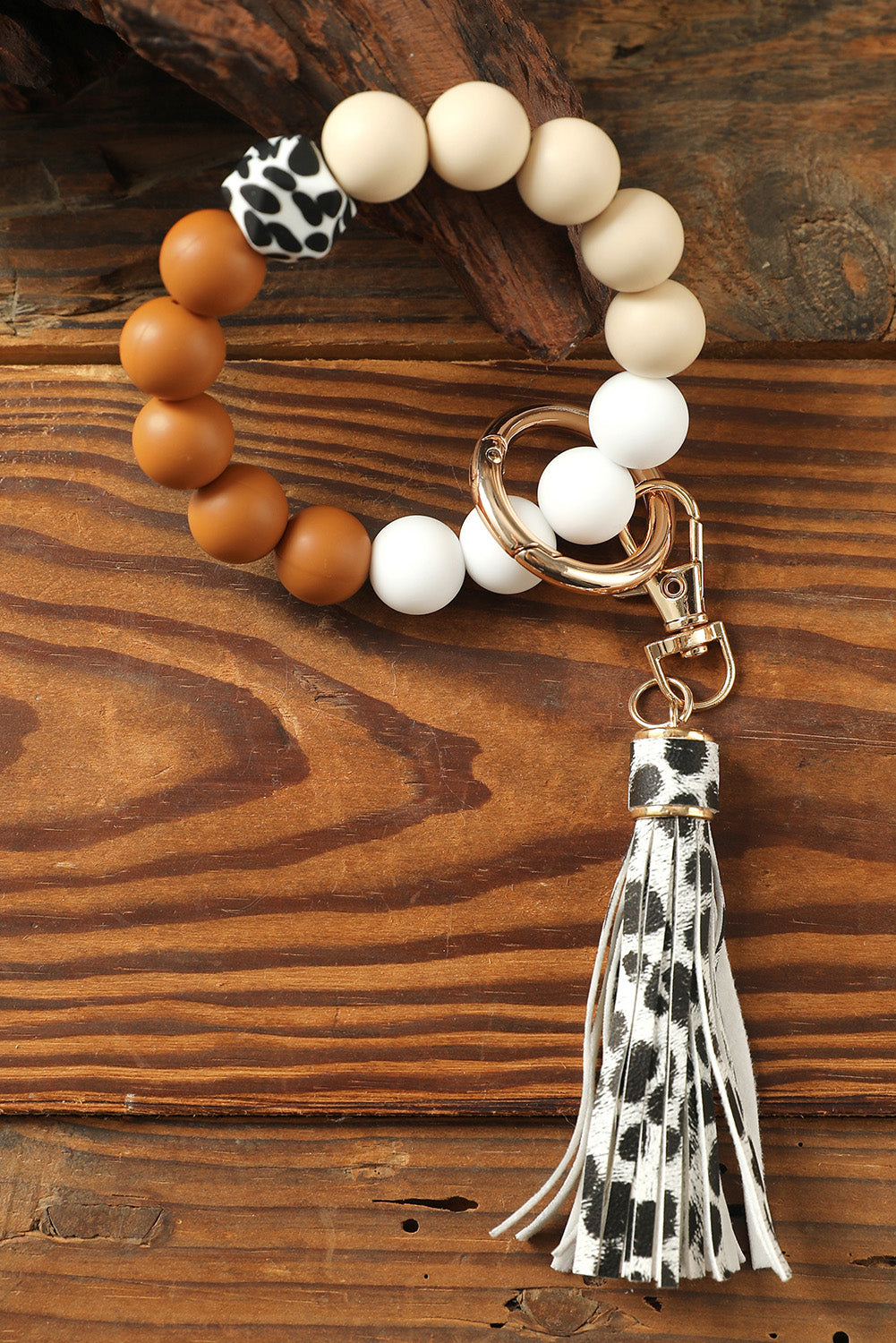 Multicolor Silicone Beads Bracelet Leopard Tassel Keyring Other Accessories JT's Designer Fashion